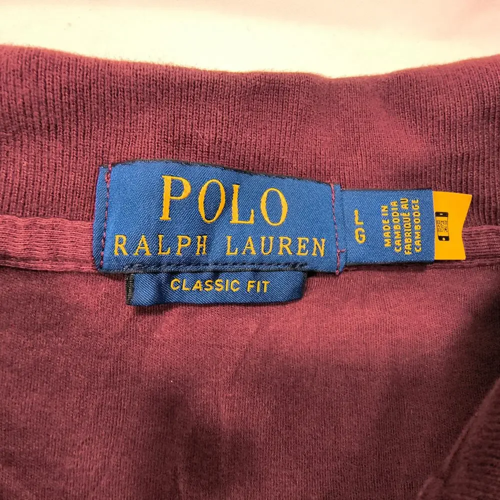 Polo Ralph Lauren Classic Fit Casual Collared Polo Shirt Men Size Large L Maroon